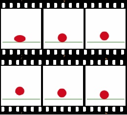 A simple animation showing how cartoon pictures move and change.
