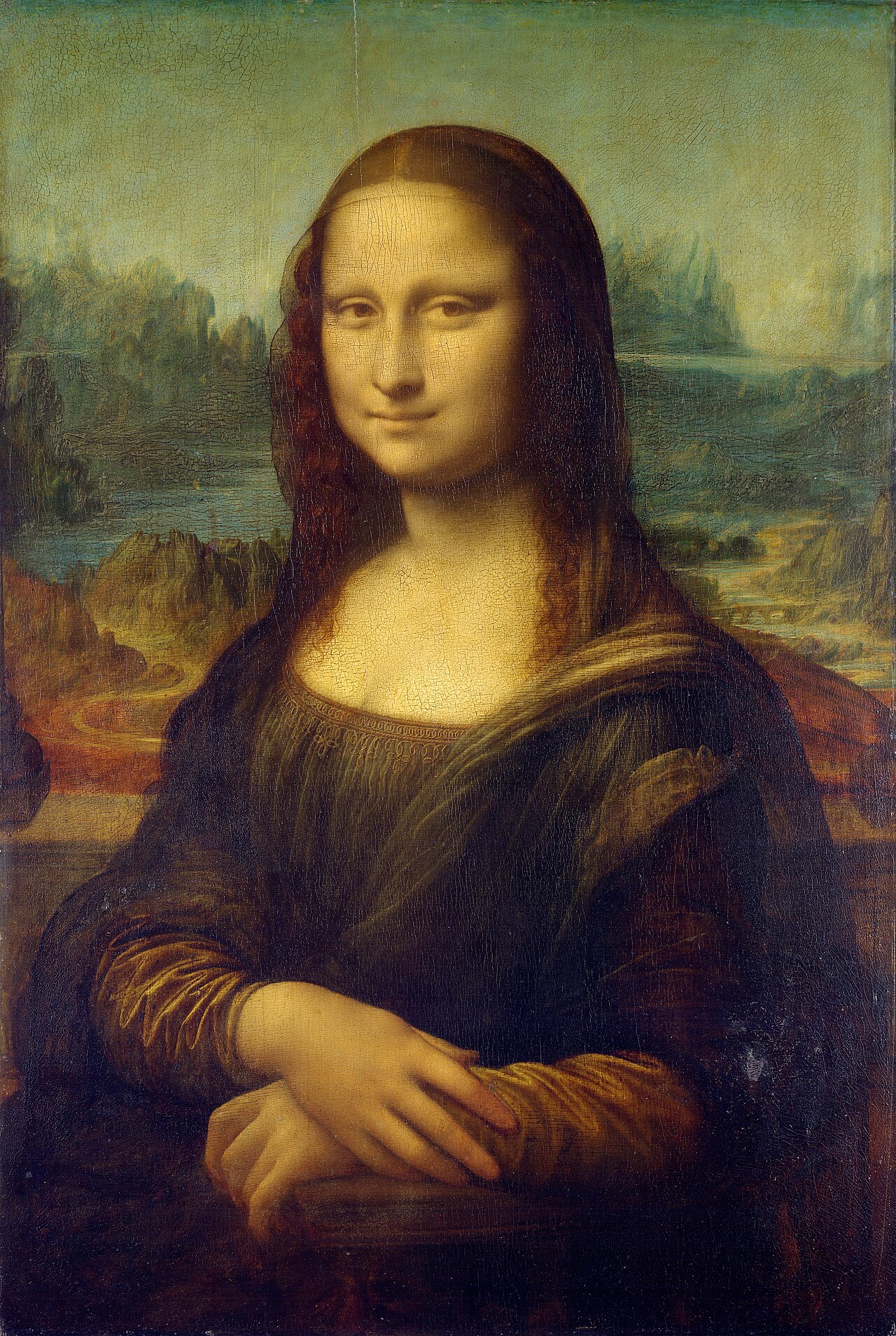 The world-famous Mona Lisa painting with her mysterious little smile.