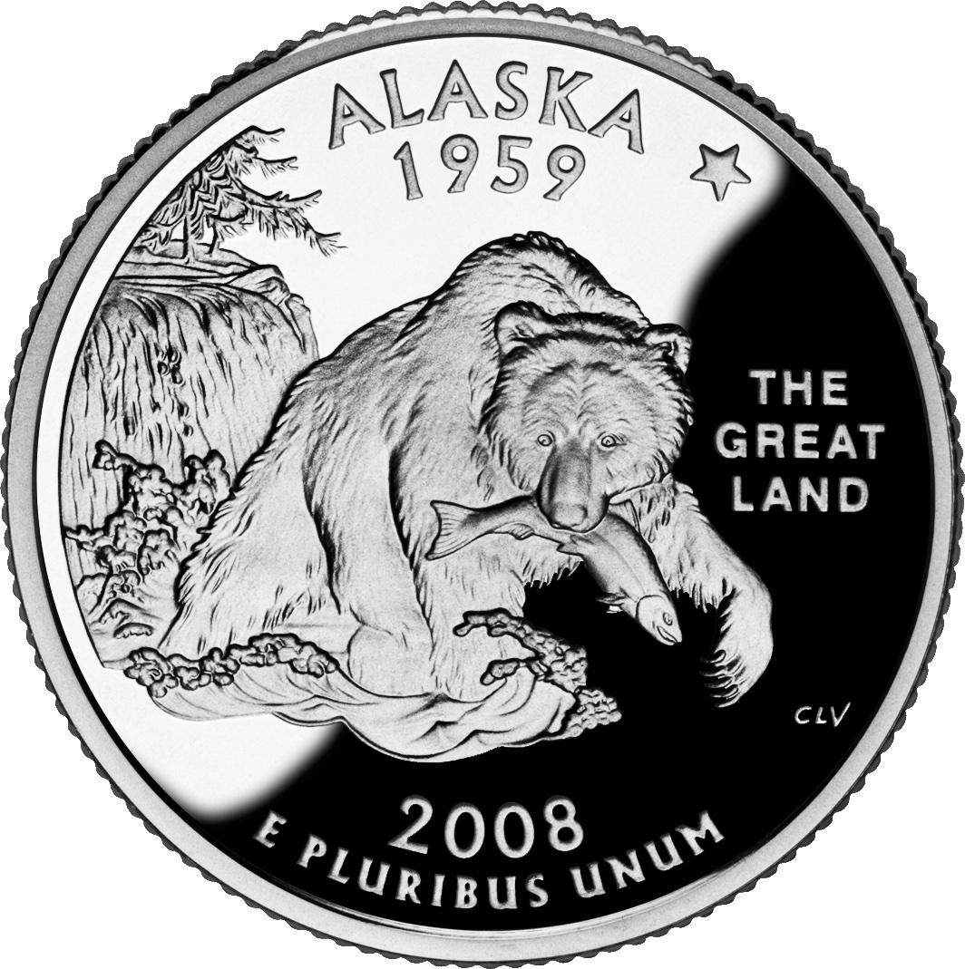 Alaska state quarter coin.