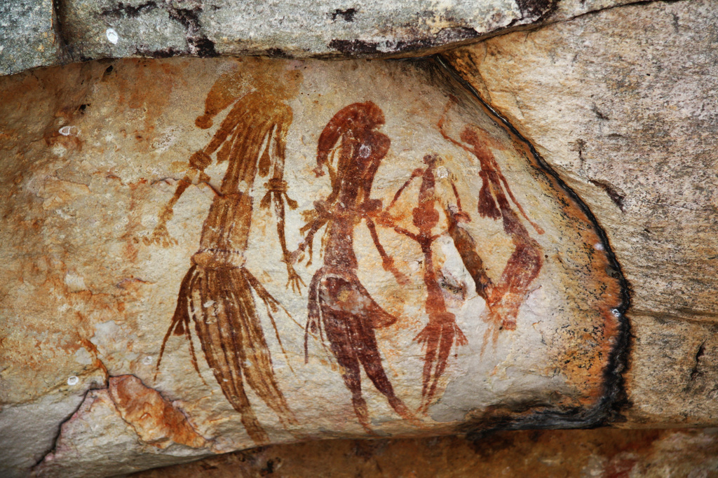 Ancient rock paintings from western Australia.