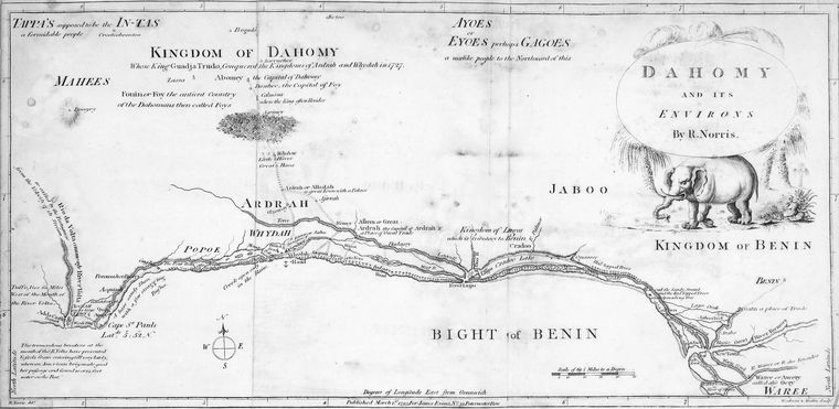 Old map of Dahomey and the lands around it.