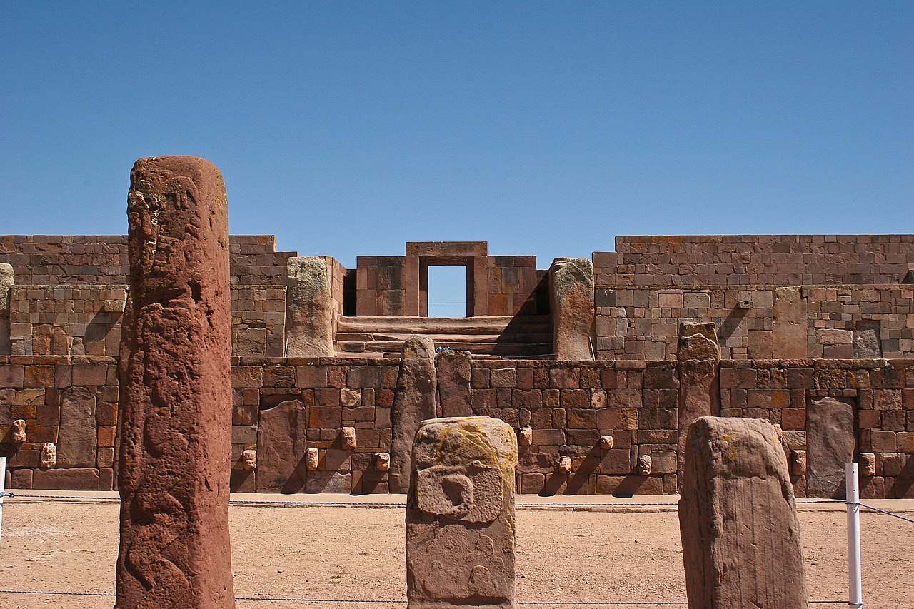 Ancient stone temple ruins high in the mountains of Bolivia.