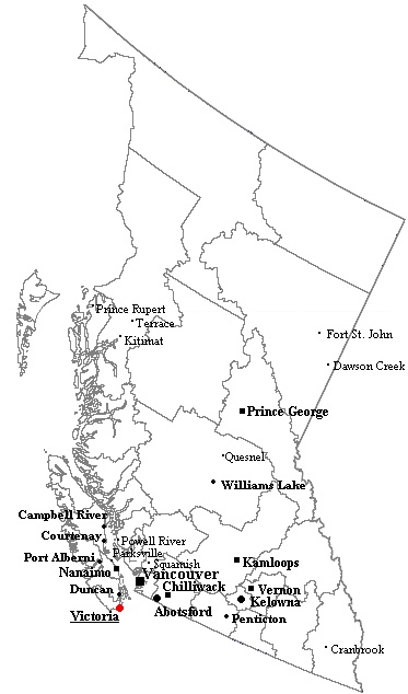 Map of the province of British Columbia.
