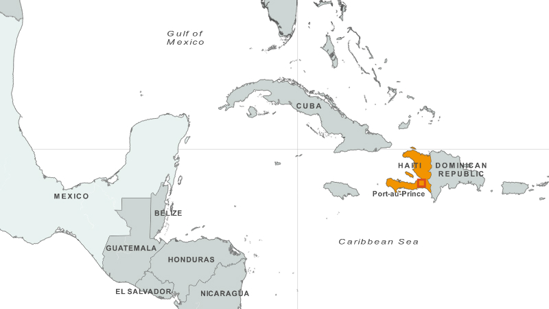 Map showing Haiti and the countries next to it.