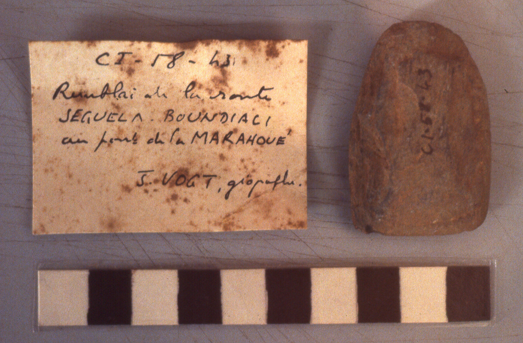 Smooth polished stone tool from the Ivory Coast.