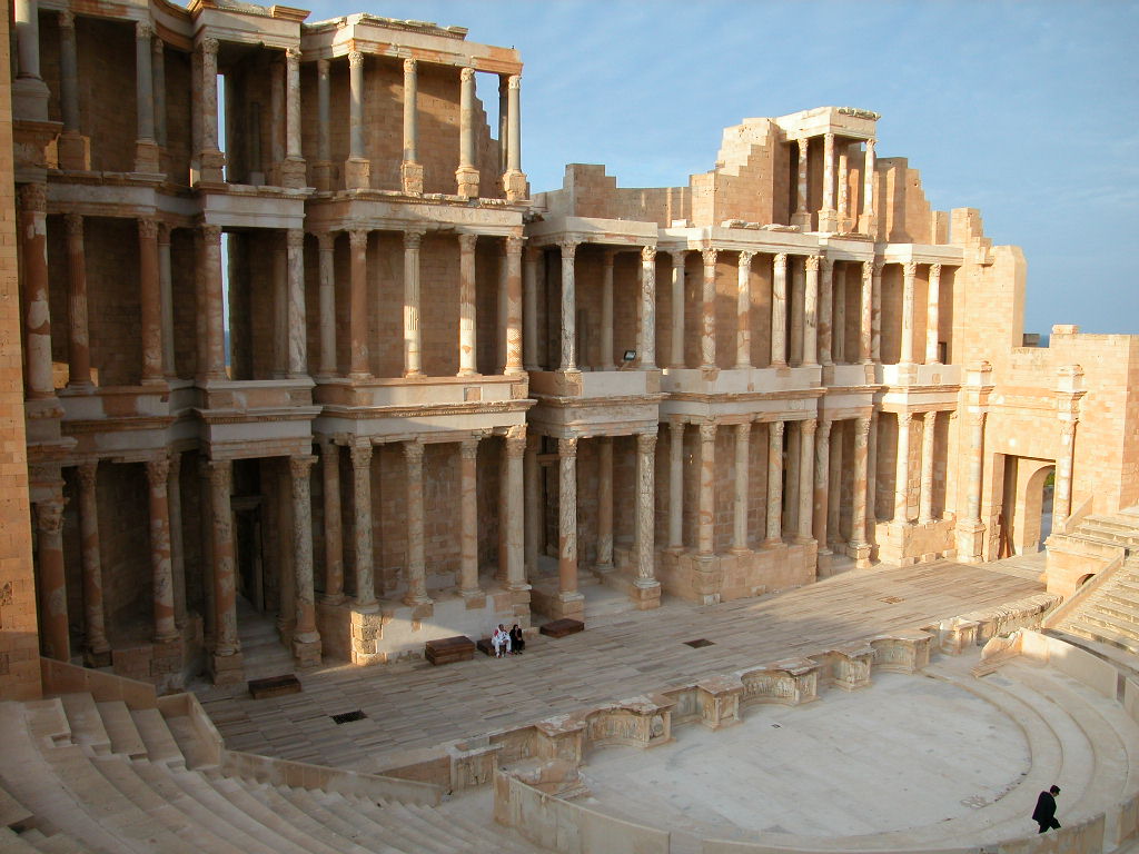 Ancient Roman ruins by the sea in Libya.