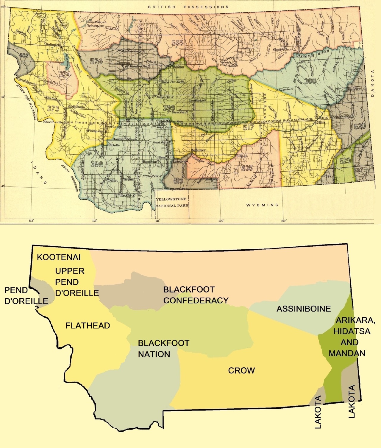 Map of early Native American lands in Montana.