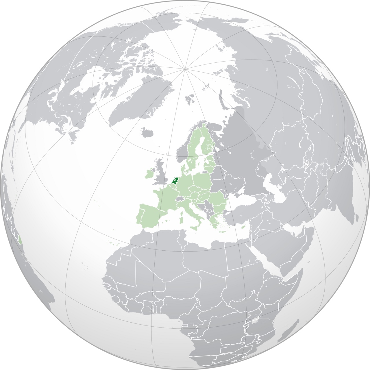 Map showing the Netherlands and nearby European countries.