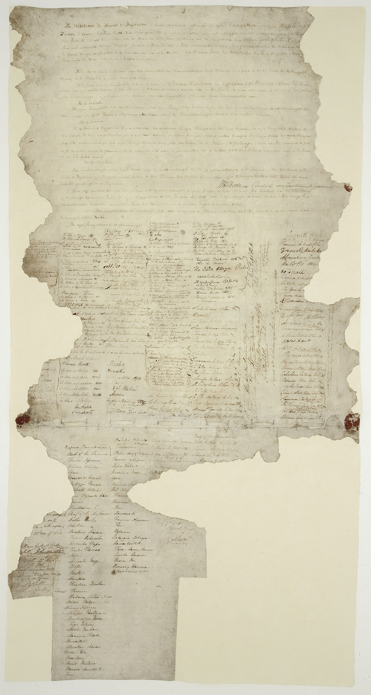 The famous old Treaty signed in New Zealand long ago.