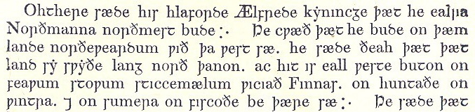 Very old writing telling stories about Viking travelers.