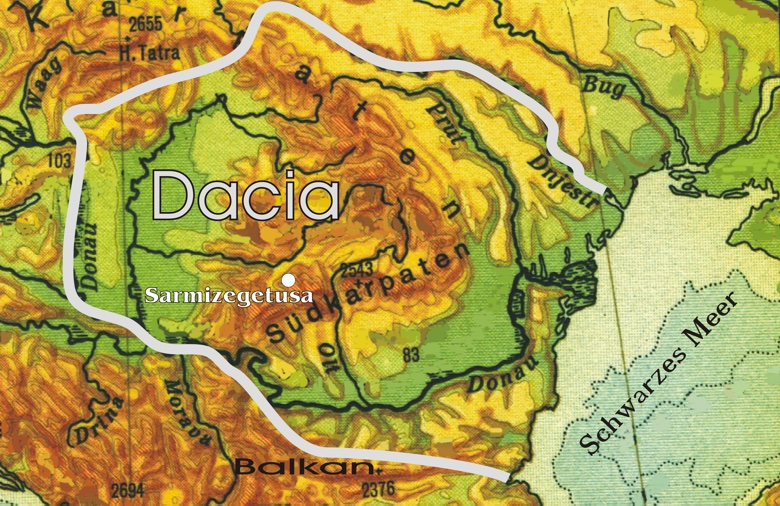 Map showing the old land of Dacia before the Romans.