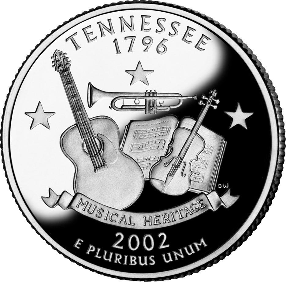 Tennessee state quarter coin.