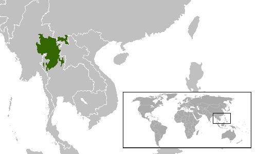 Map showing the old kingdom of Lanna in Thailand.