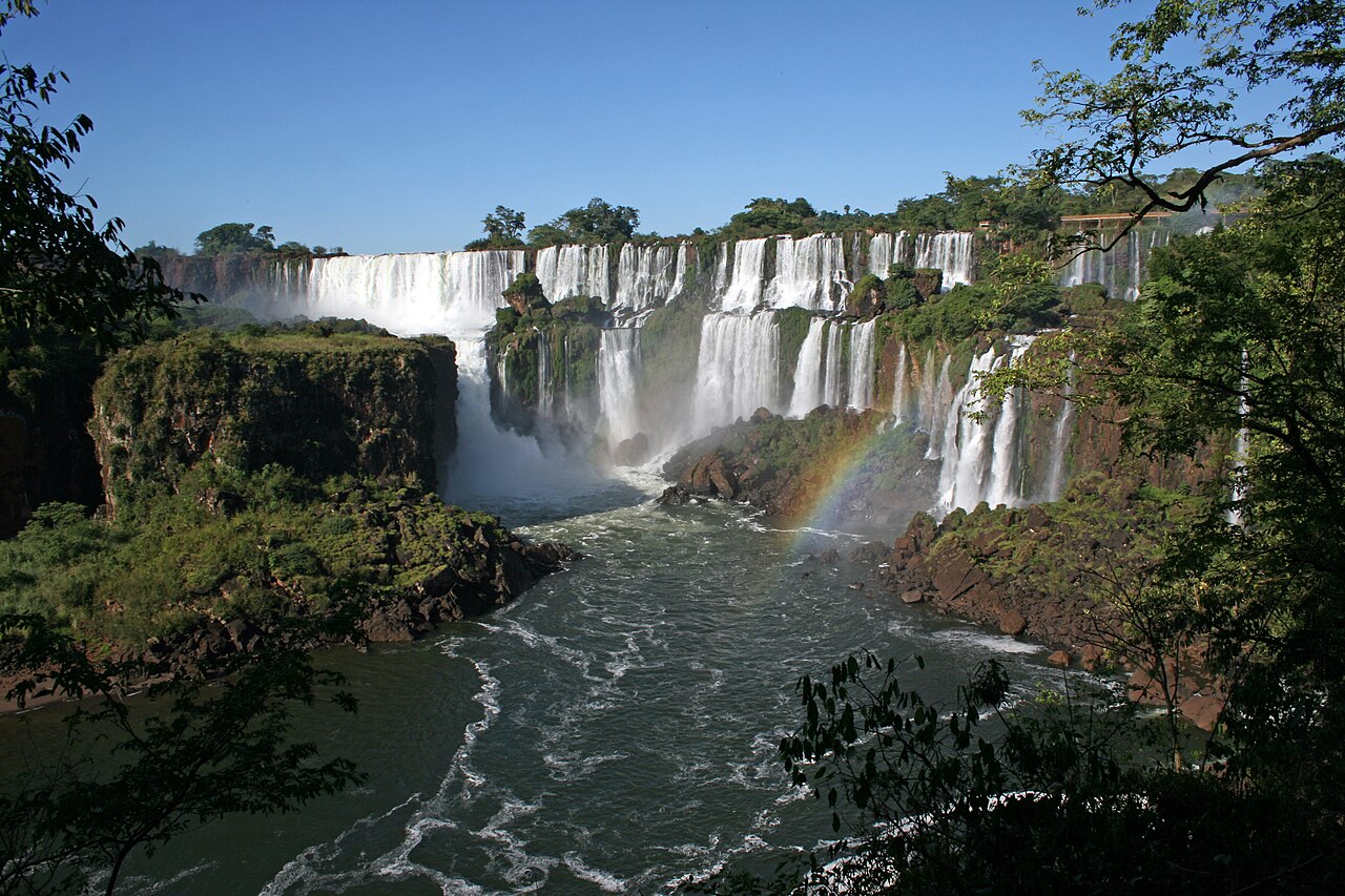 A close look at one of the splashing Iguazu Falls.