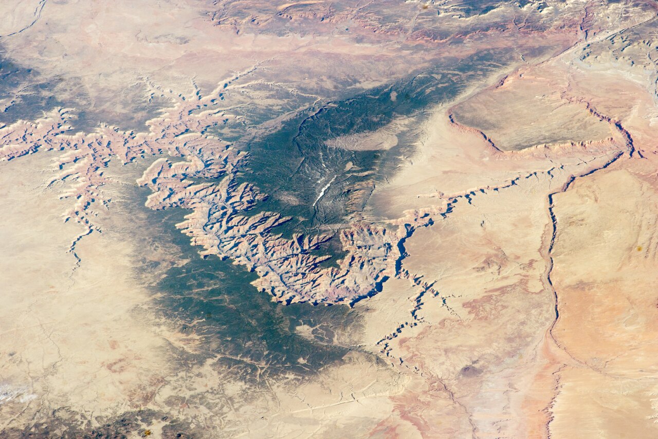 The Grand Canyon seen from high up in space.