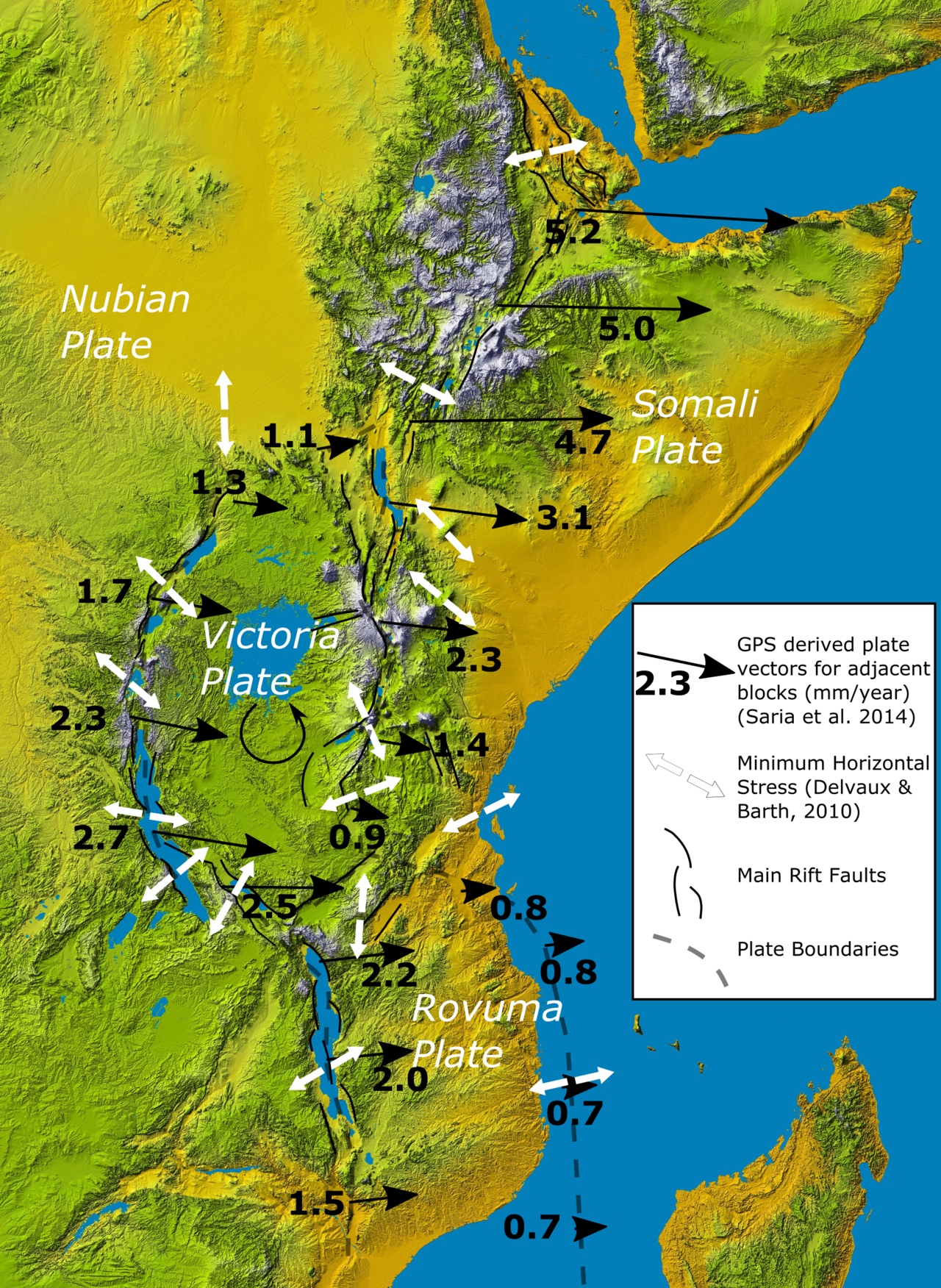 A bumpy map shows the northern part of the Great Rift Valley.