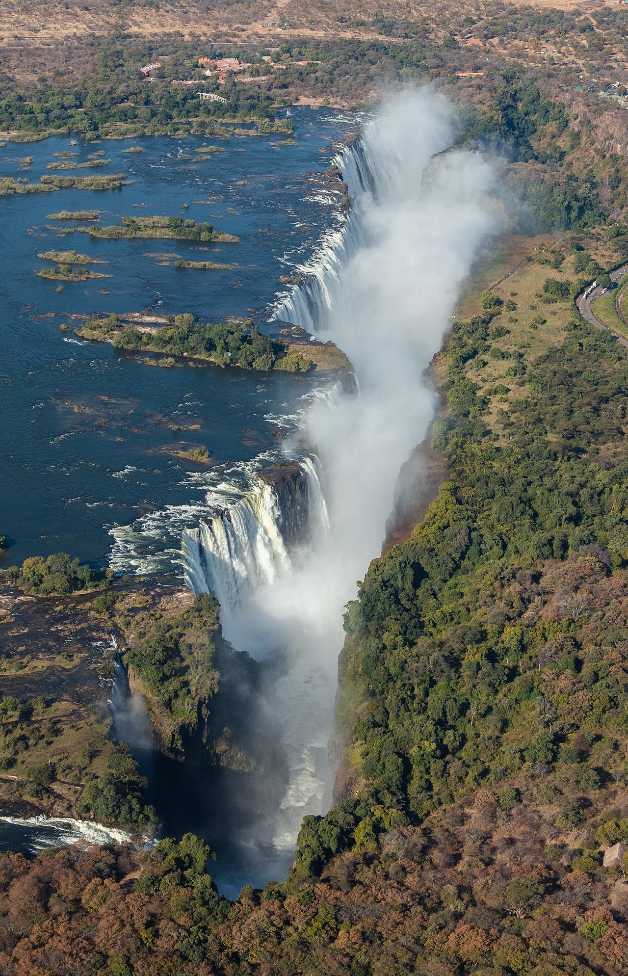 Victoria Falls thunders down between two African countries.