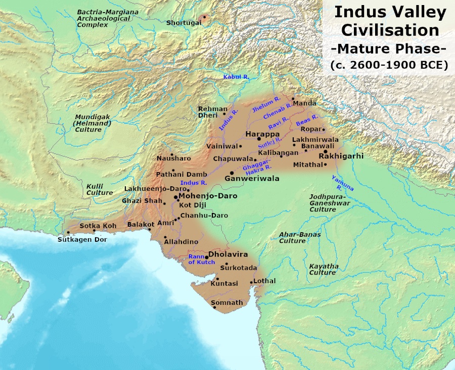 A map showing where the ancient Indus Valley people once lived.