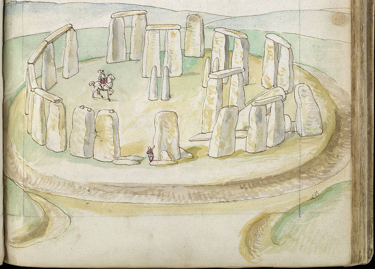 An old drawing of the mysterious stone circle called Stonehenge.