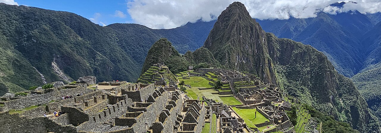 The Inca stone city of Machu Picchu high in the mountains.