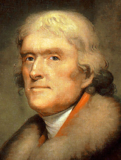 A portrait of Thomas Jefferson, who bought huge new land for America.