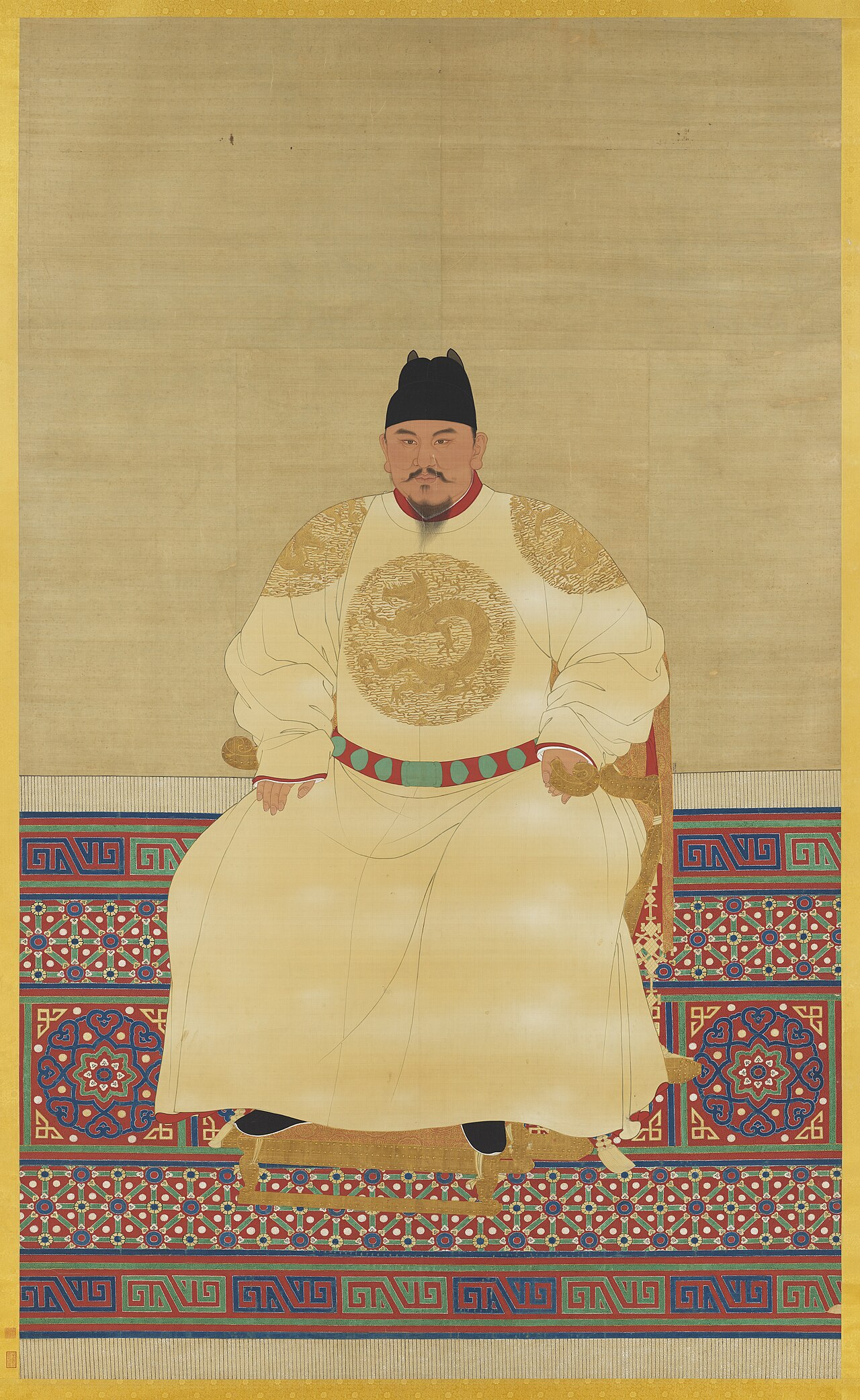 A painted portrait of the first emperor of the Ming dynasty.