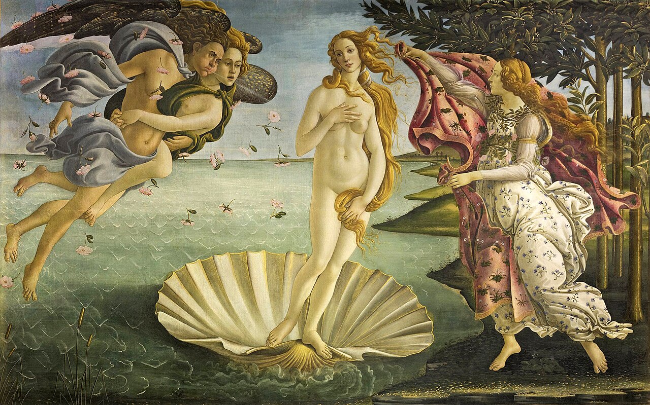 A famous Renaissance painting of a woman standing on a giant seashell.