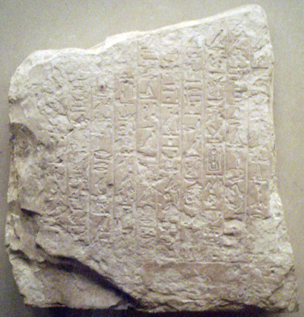 An ancient Egyptian stone carved with special picture writing.