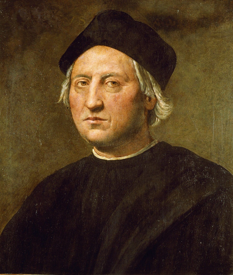 An old painting of the famous sailor Christopher Columbus.