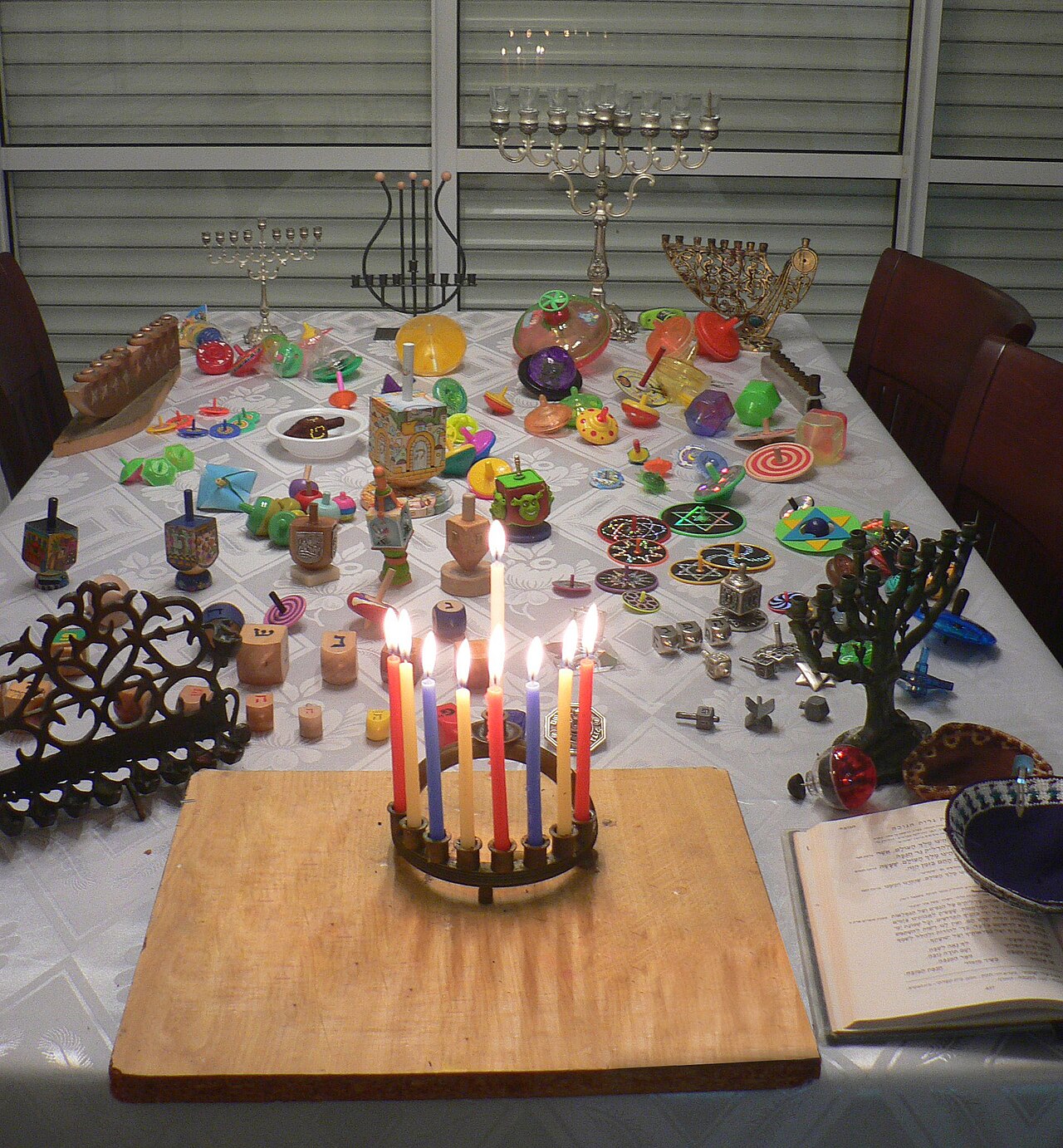The word Hanukkah written in Hebrew letters and English.