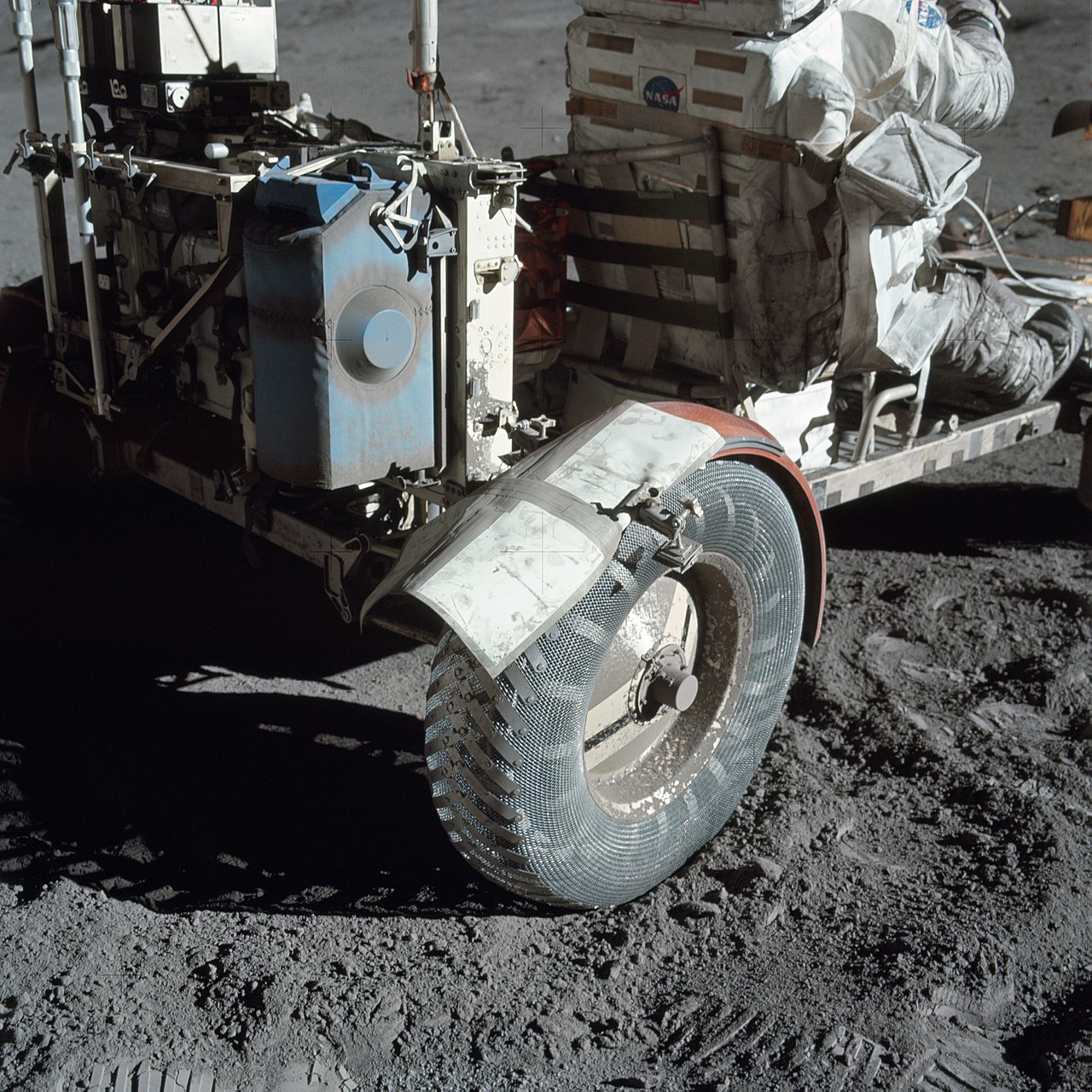 Astronauts once used tape to fix a moon buggy fender.