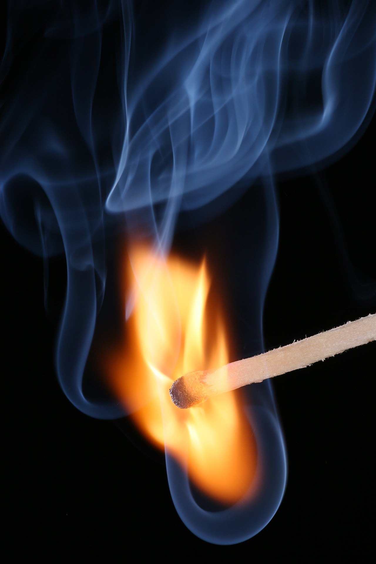 A match bursting into a bright little flame.