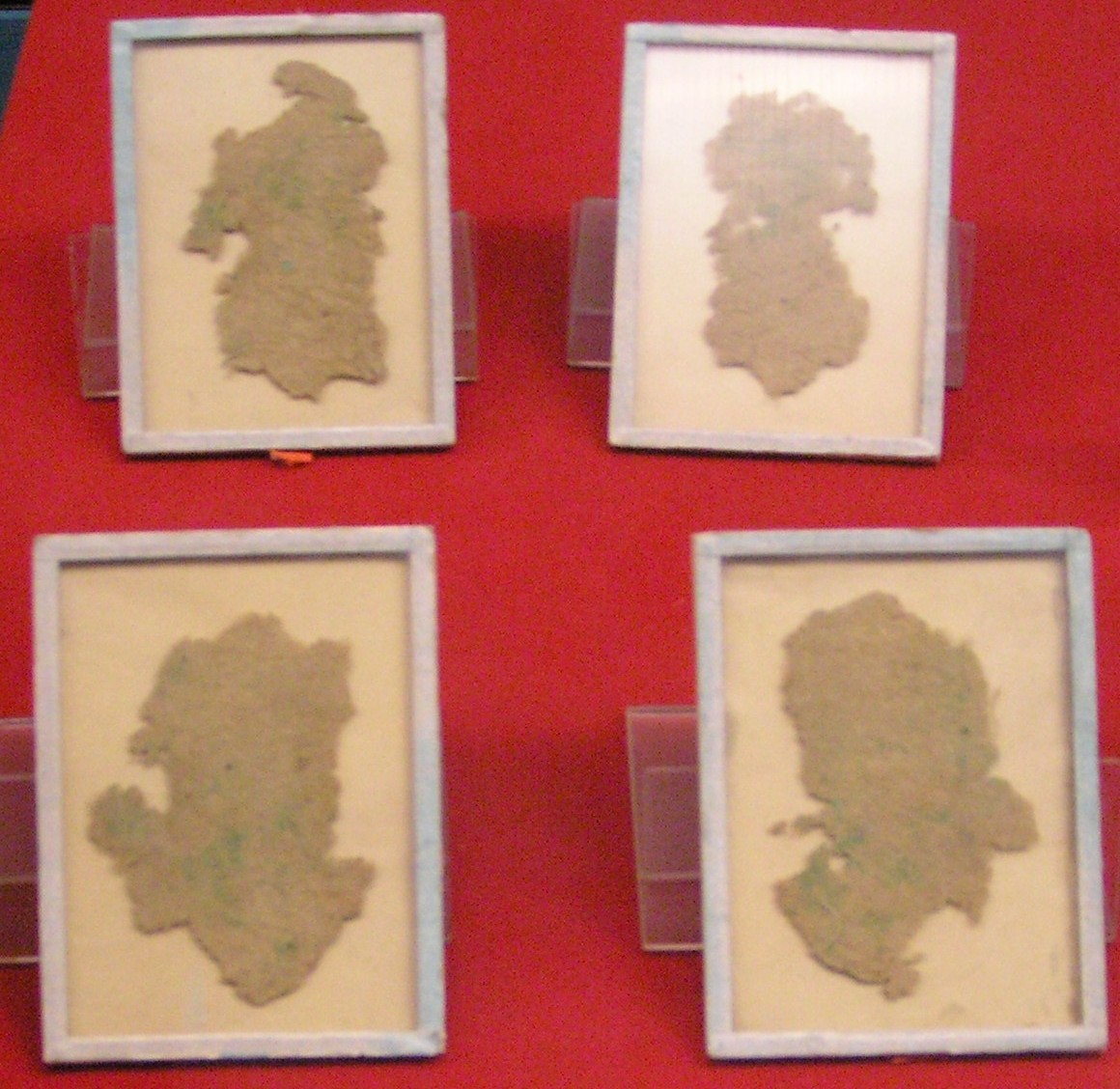 A piece of very old paper made in ancient China.