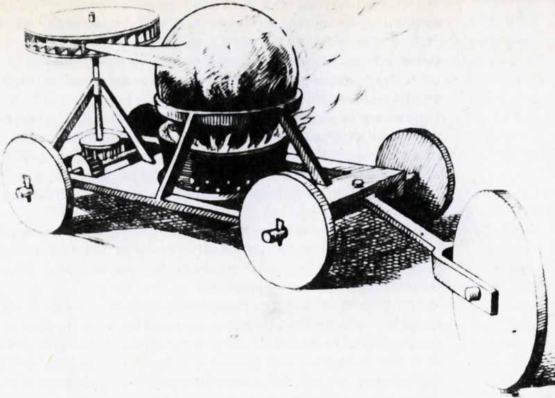 A tiny, early steam-powered car from long ago.