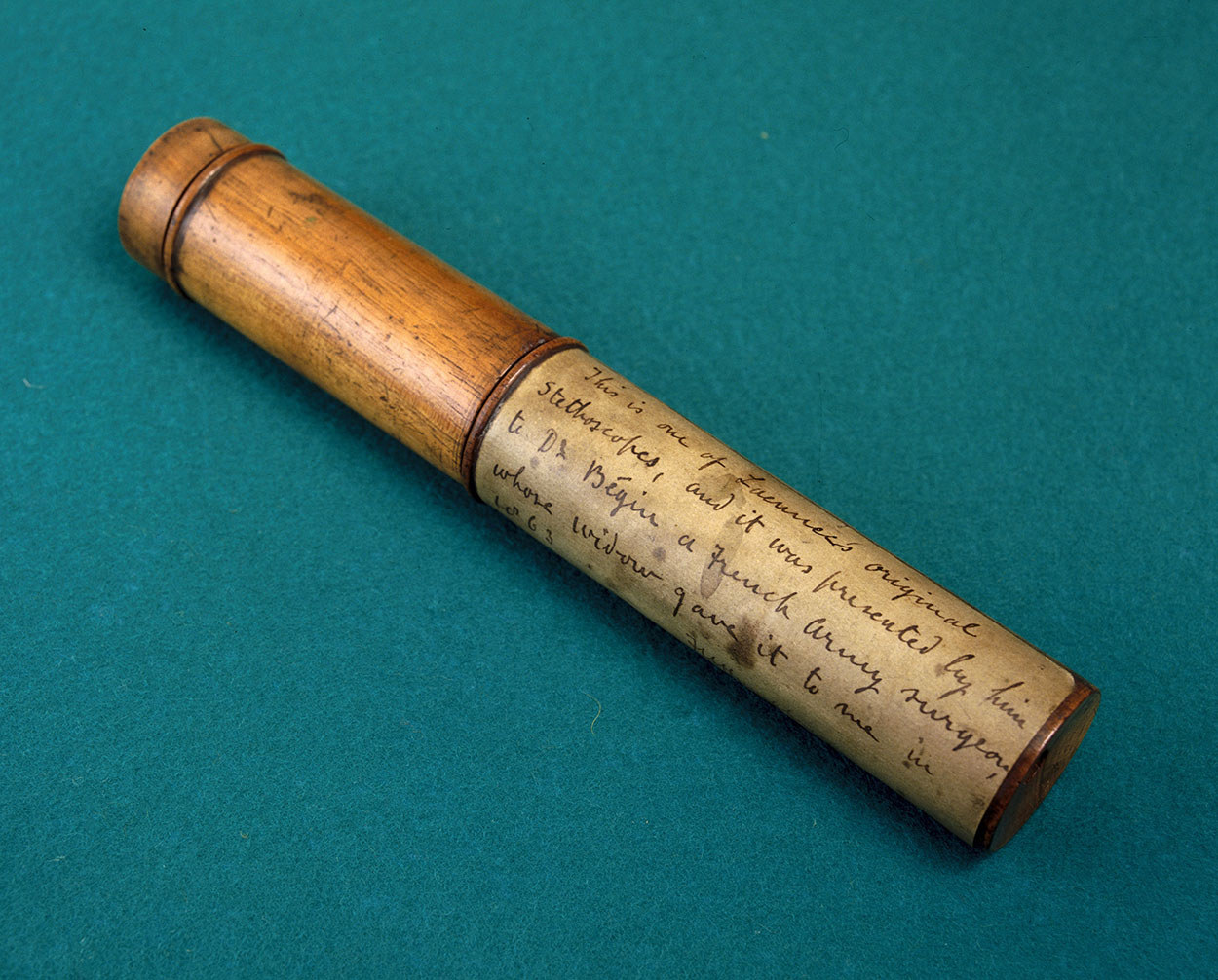 One of the very first stethoscopes, made from wood.