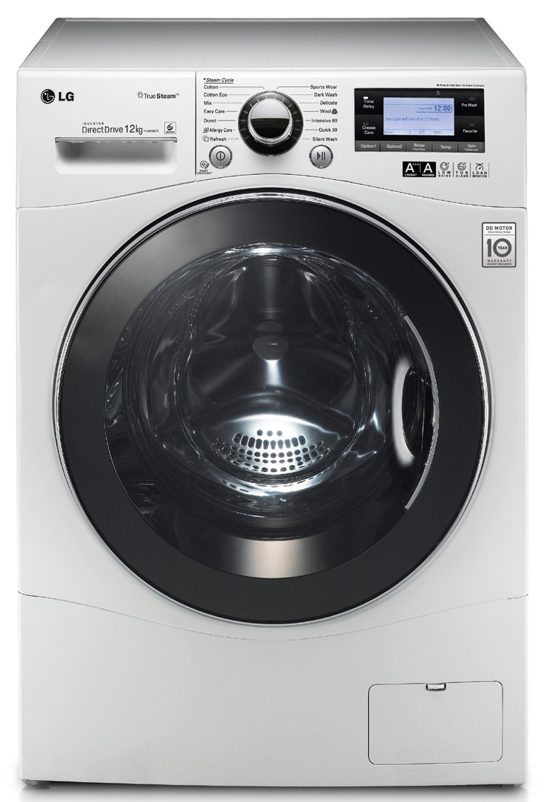 A modern washing machine that spins clothes clean.