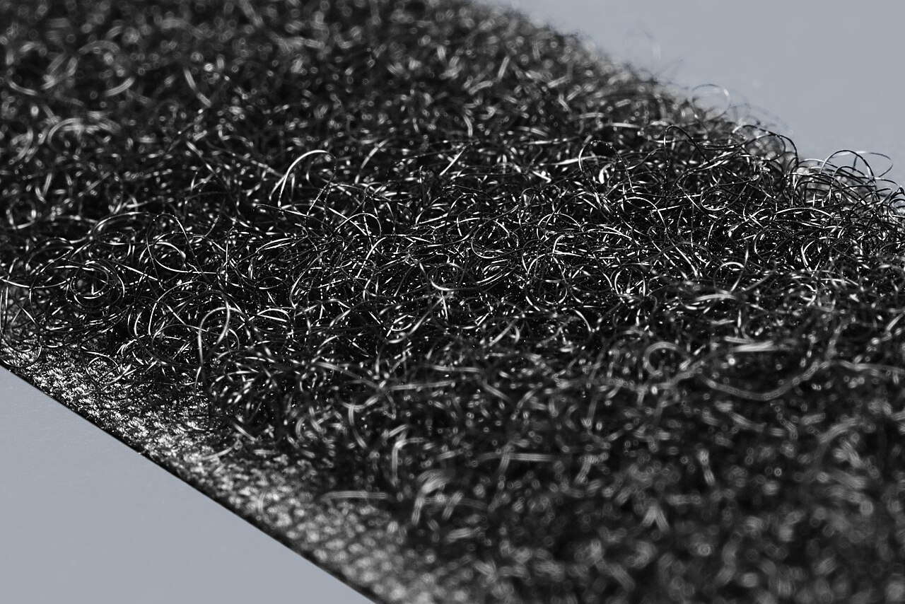 A close-up of tiny Velcro loops that stick together.