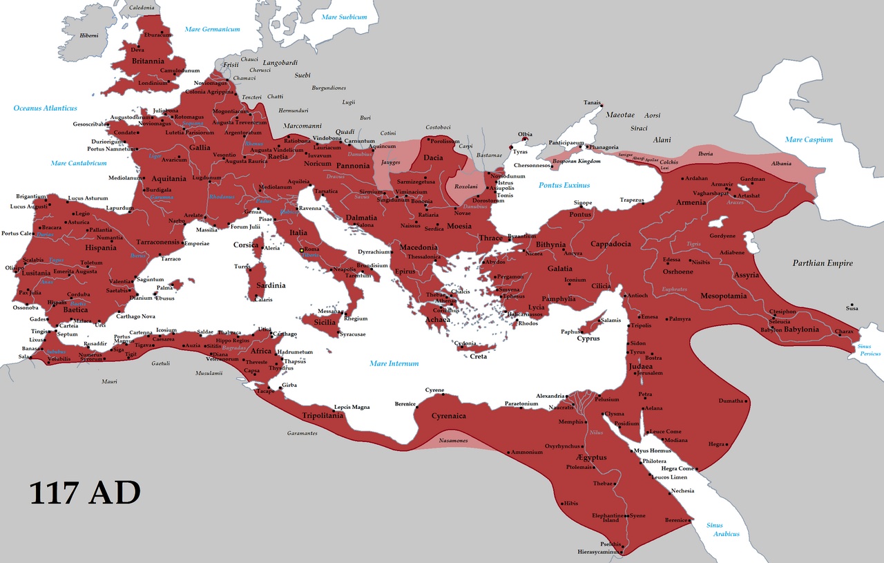 Map showing how far the Roman Empire once stretched.