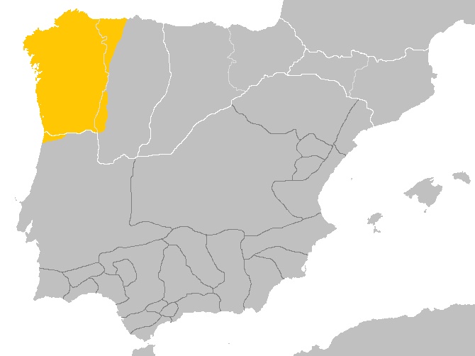 A map of where old Portuguese was once spoken.