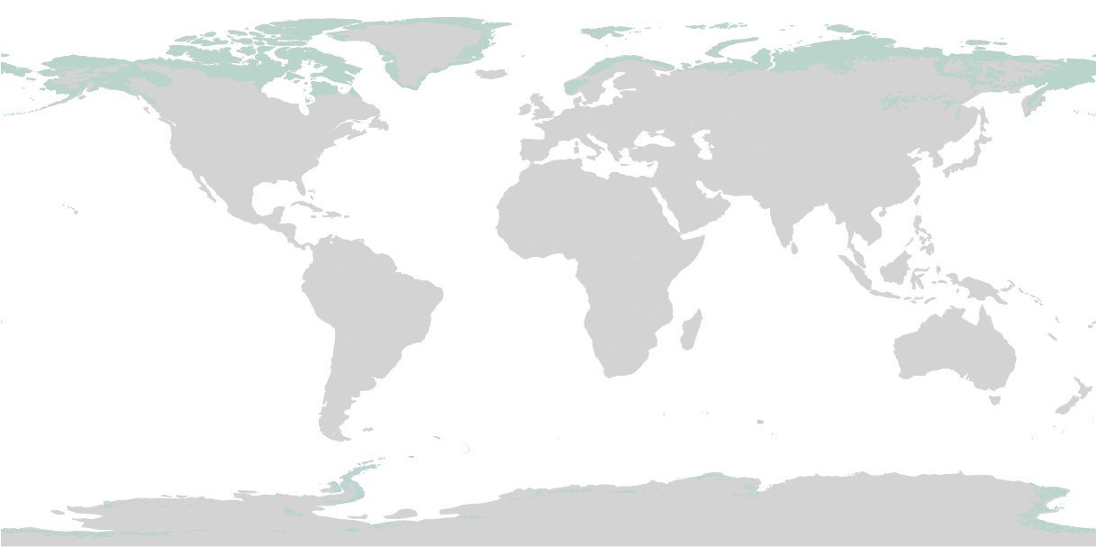 A map showing the cold tundra areas of the world.
