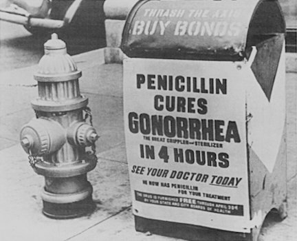 An old wartime poster about the medicine penicillin.