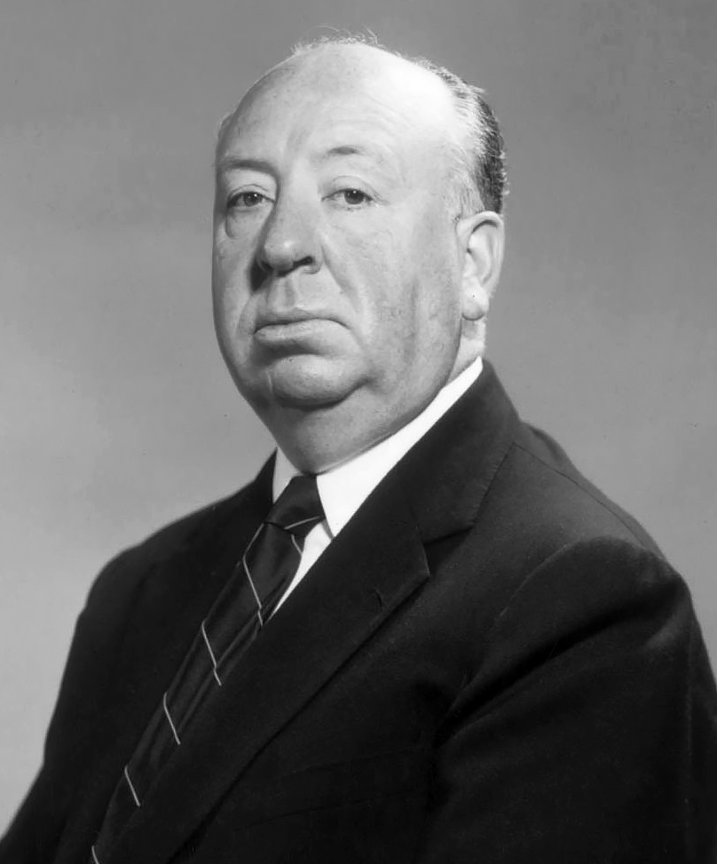 A studio photograph of the film director Alfred Hitchcock.