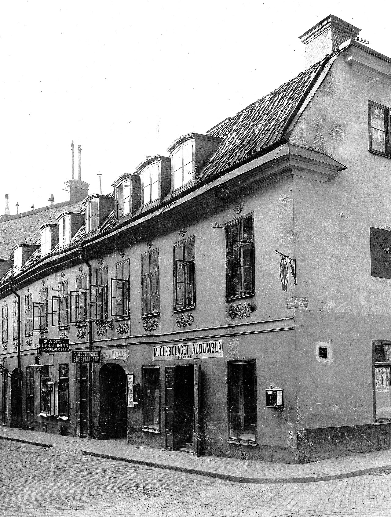 An old Stockholm building from Alfred Nobel's time in Sweden.
