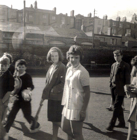 Billie Jean King playing tennis at an Irish tournament.