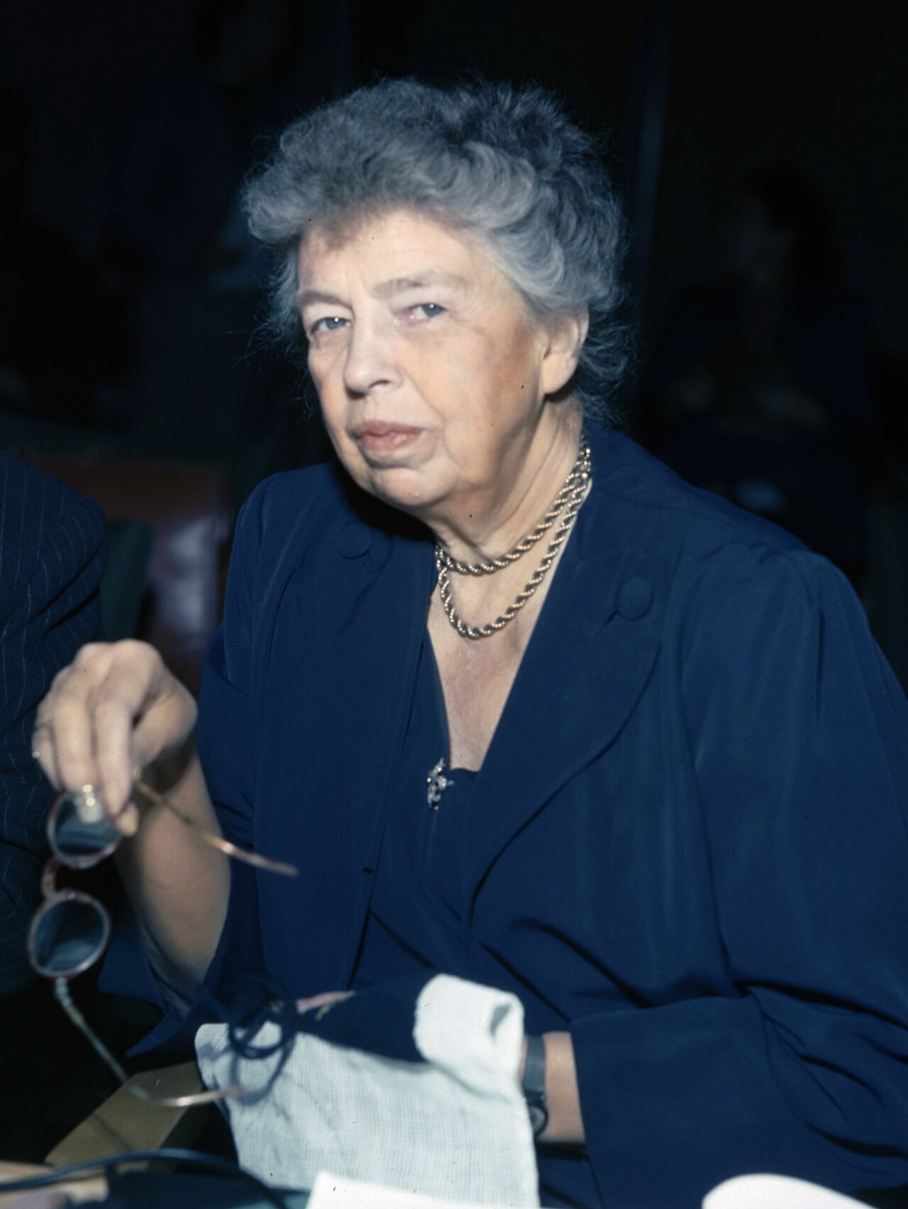 Eleanor Roosevelt working at the United Nations in the 1940s.