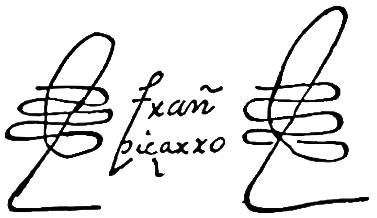 The handwritten signature of the explorer Francisco Pizarro.