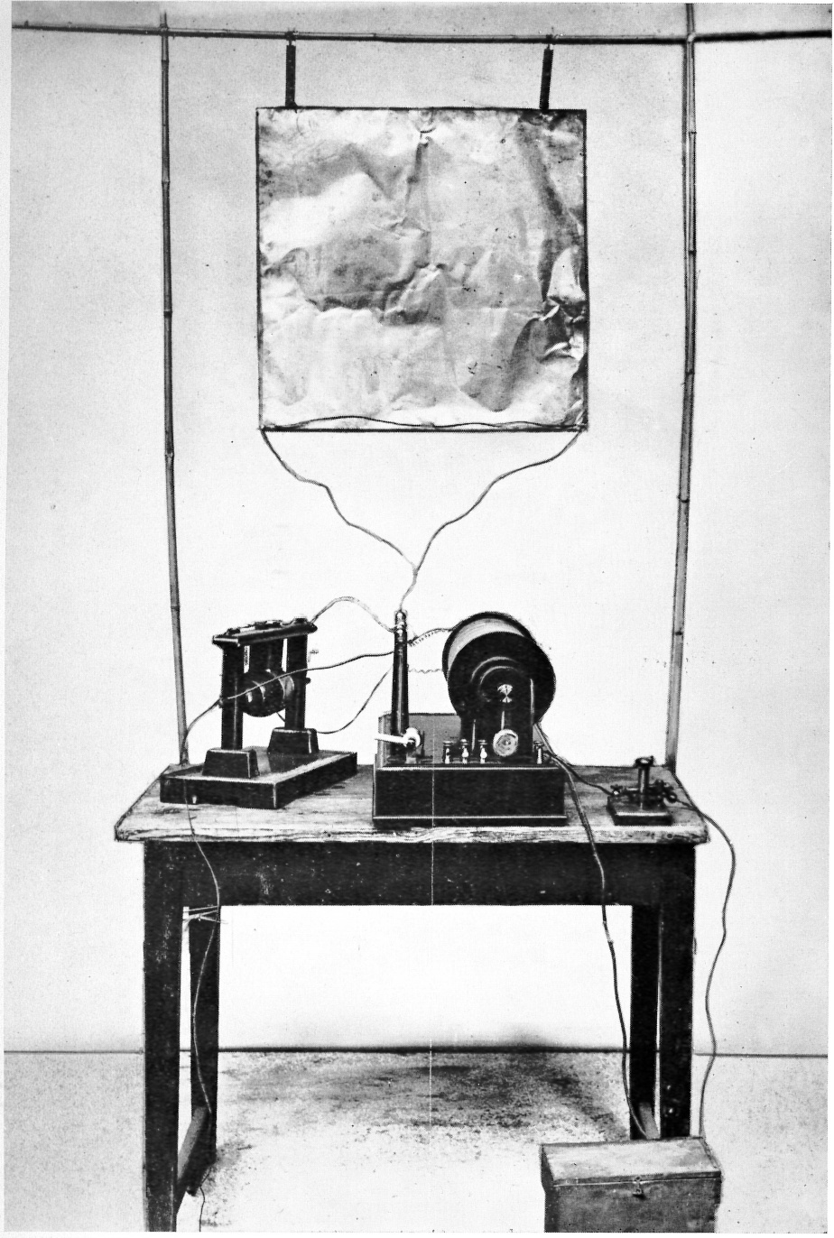 A copy of the first radio transmitter that Marconi built in 1895.