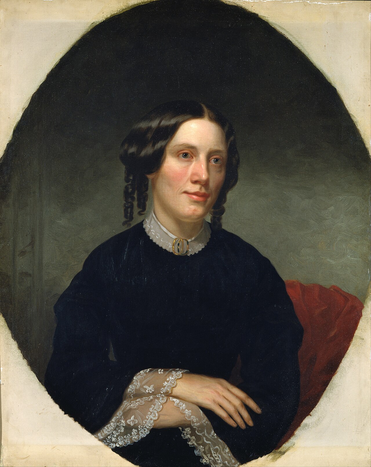 A portrait of the writer Harriet Beecher Stowe.