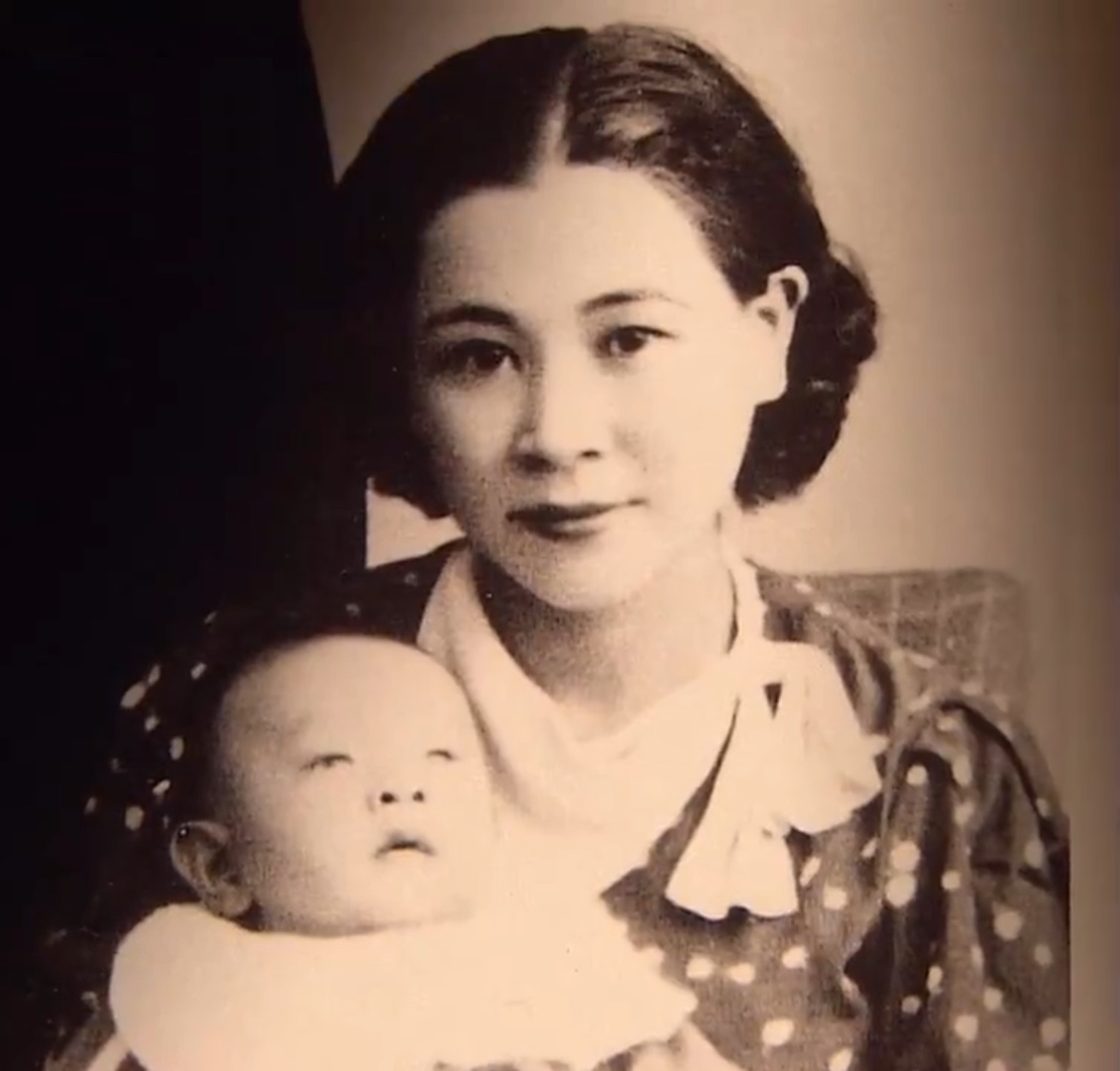 Hayao Miyazaki as a young child with his mother.