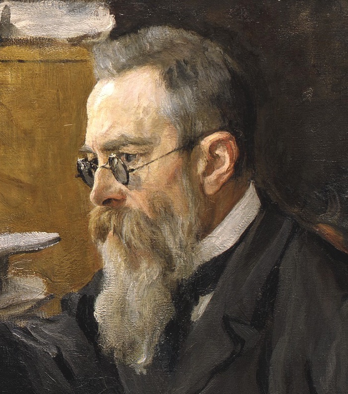 A portrait of the Russian composer Rimsky-Korsakov, Stravinsky's teacher.